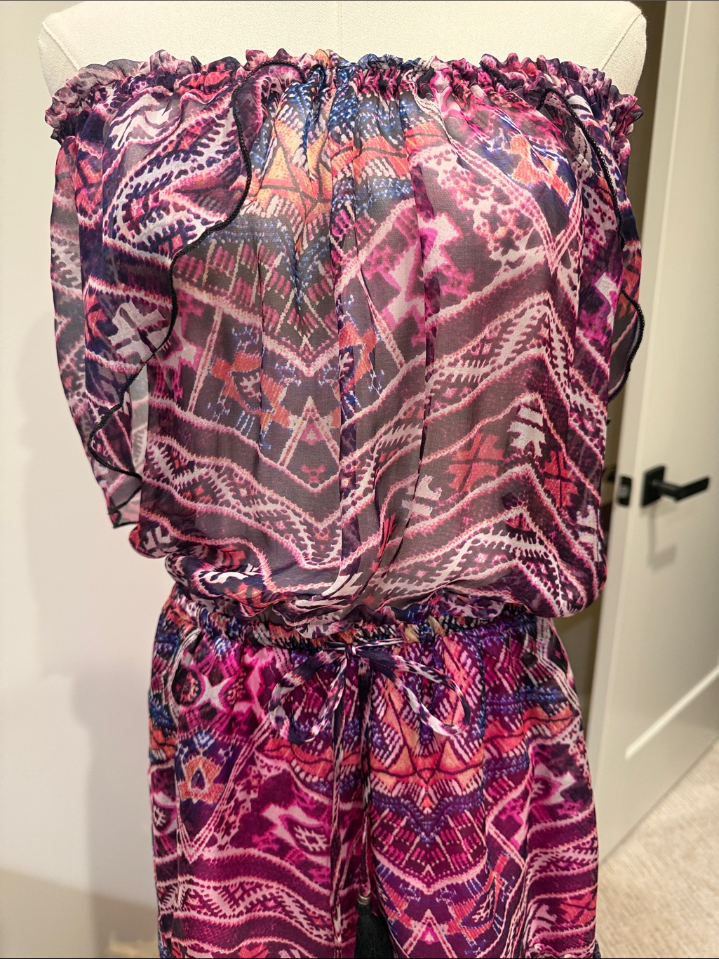 Gypsy 05 Strapless Pink  Purple Printed Dress